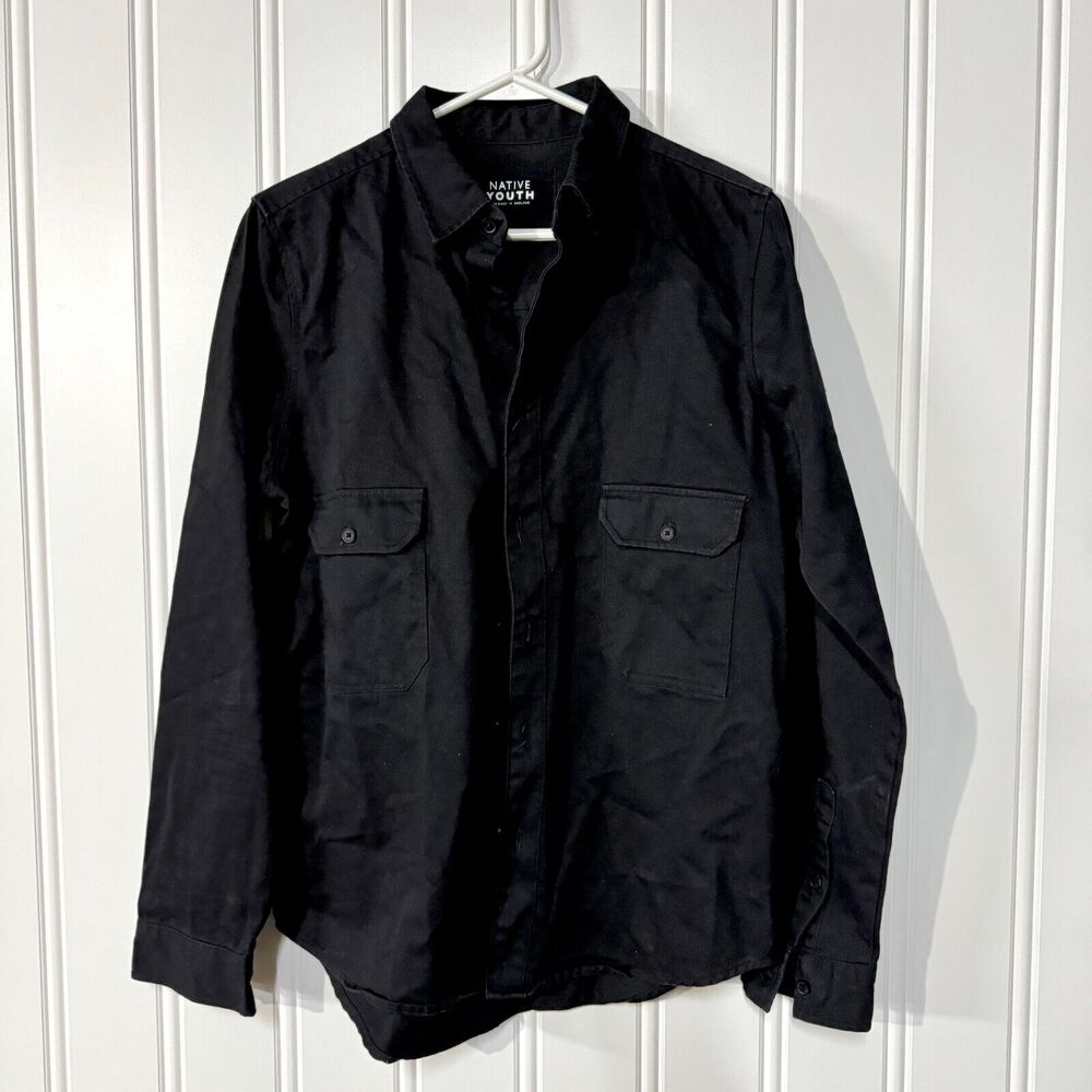 Native Youth Black Rugged Cotton Long Sleeve Casual Button Down Size Small